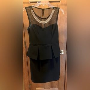 Black cocktail dress with attached necklace